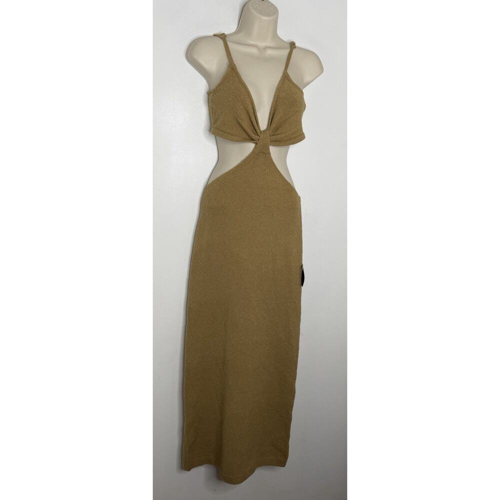 Lulus The Way I Feel Tan Cutout Midi Sweater Dress Size Large NWT - Picture 3 of 7